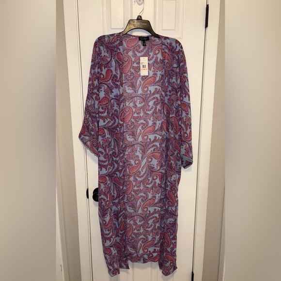 NWT - Jessica Simpson Plus Size Ultramarine Paisley Kimono Duster - Picture 4 of 9